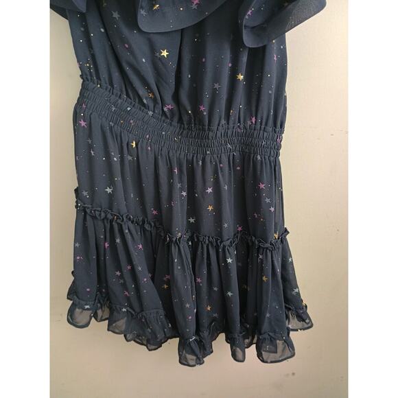 Buddy Love Dress Womens Gray Sofia Ruffled Shoulder Quirky Glitter Galaxy Twee - Picture 8 of 9